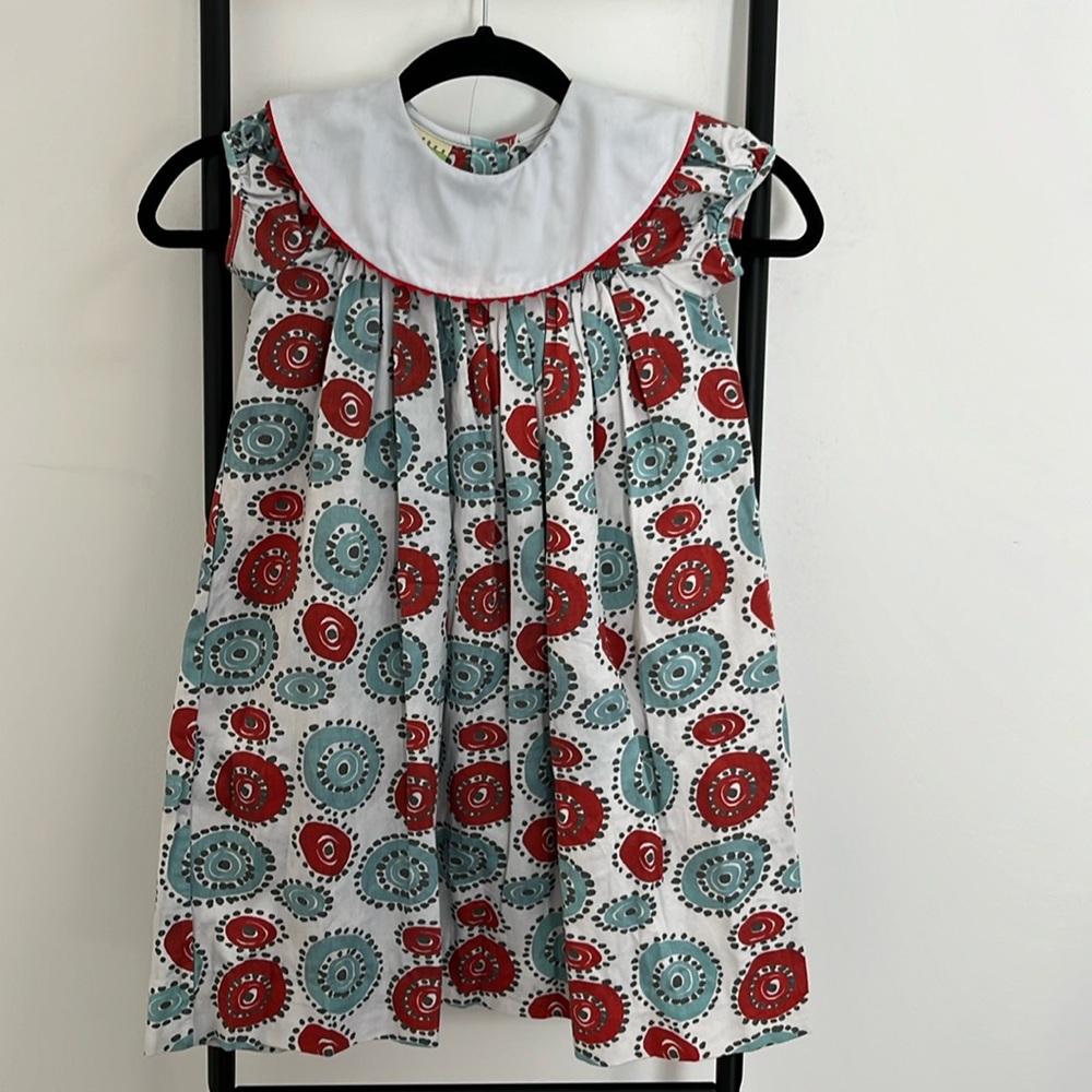 Le Za Me Toddler Girls Abstract Cotton Dress Short Sleeve Size 6 Multicolor